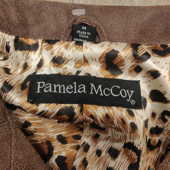 Pamela McCoy Women's Leather Jacket Brown Size M Full Zip Collared. - Picture 3 of 6